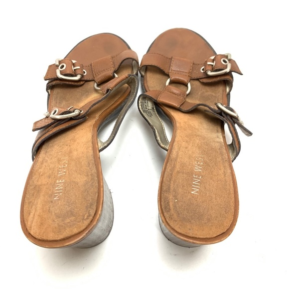 Nine West TEWELS Brown Heels Sandals Leather sz 11 - Picture 11 of 16